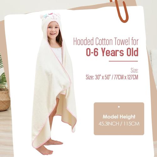 Style Quarters Baby Bath Towel - 100% Cotton Terry Soft Hooded Towel Cartoon Alpaca Baby Beach Towels Super Absorbent Large Embroidery Kids Hooded Bath Toddler Towel with 50x30(Milky White Alpaca)