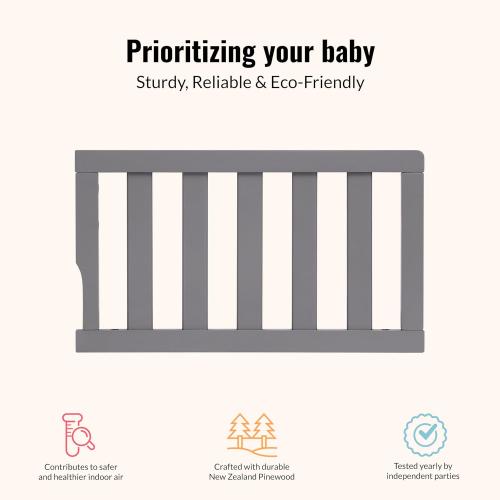 Dream On Me Universal Convertible Crib Toddler Guard Rail, Steel Grey, 3 lb, 1 Count (Pack of 1)