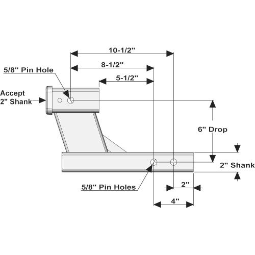 TOPTOW Trailer Receiver Hitch Extender Adapter 6 Drop/Riser, 8.5 and 10.5 Extension Length, 2 Shank, 7500lbs Towing Capacity, Matte Black…