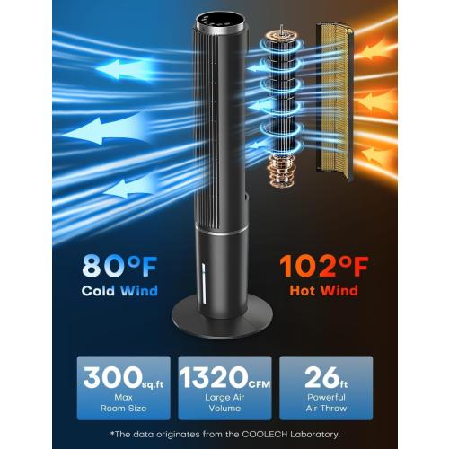 42 INCH Portable Air Conditioners w/LED Touch Screen, 4 Mode&3 Speed,1-Gal Tank for 15H Cooling Evaporative Air Cooler,12H Timer, No Hose No Window Needed, 90° Oscillating AC Unit for Bedroom