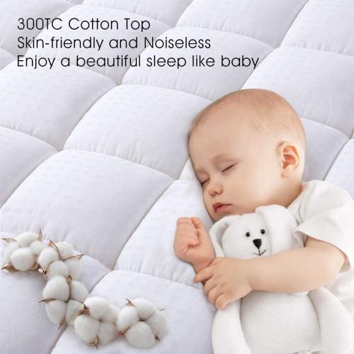 White Twin Size EASELAND Twin Size Mattress Pad Pillow Top Mattress Cover Quilted Fitted Cooling Protector Single Cotton Top 8-21 Deep Pocket (39x75 Inches, White)