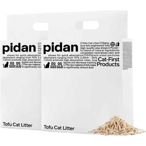 pidan Tofu Cat Litter Clumping & Bentonite ,Ultra Absorbent and Fast Drying, 100% Natural Ingredients Litter,Solubility in Water,Really Dust-Free,Less Scattering (5.3lb×2bags)