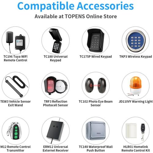 TOPENS BK800 Automatic Sliding Gate Opener Strong Belt Silent Drive Electric Gate Motor for Heavy Driveway Slide Gate Up to 1800 Pounds, Gate Operator AC Powered with 40ft Belt and Remote Control