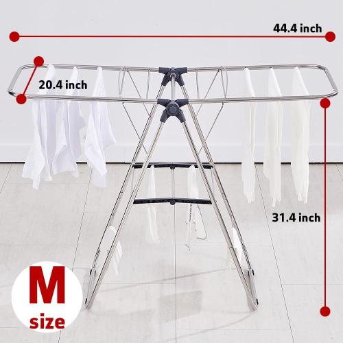 Size M TRES BELLE 25NEW Stainless Steel Clothes Drying Rack(M)–Foldable,Lightweight,No-Slip Rods,Made in Korea,Indoor & Outdoor Use,Rust-Resistant,Towels,Underwear,Baby Clothes Drying–