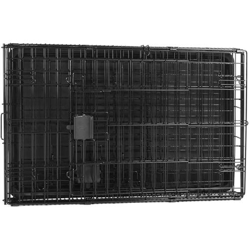 Amazon Basics Durable,Foldable Metal Wire Dog Crate with Tray, Double Door, 30 x 19 x 21 in, Black