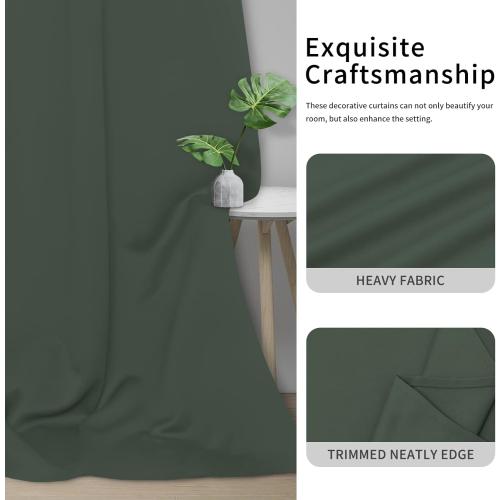 Easy-Going Blackout Curtains for Bedroom, Solid Thermal Insulated Grommet and Noise Reduction Window Drapes, Room Darkening Curtains for Living Room, 2 Panels(46x84 in, Greyish Green)
