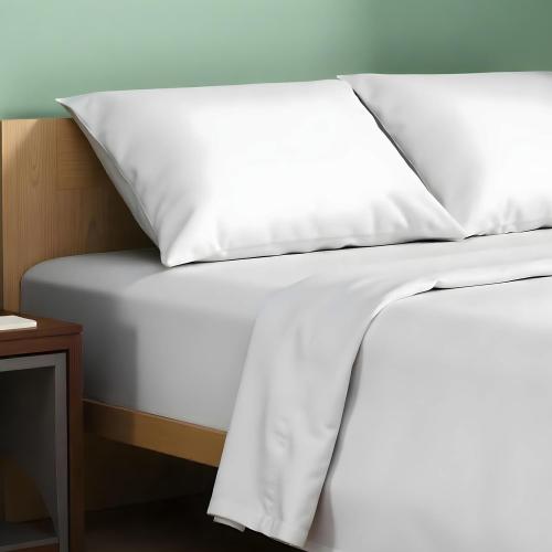TEXAS LINEN CO. 100% Organic Cotton Percale Sheets Full Size - White, 4 Piece Set, Soft & Crisp, Cooling, 16 Deep Pocket Hotel Sheets