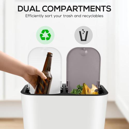 GANAZONO Double Compartment Trash can Dry and Wet Separation Waste Bin for Kitchen Counter Home Restaurant Slim Garbage Container for Wastepaper Peelings Crumbs 12.99 X 11.41 X 8.26 in