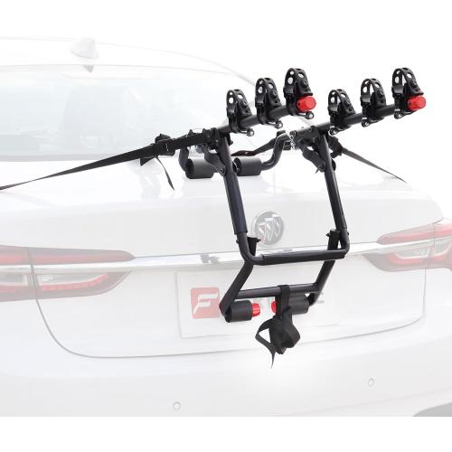 FORWODE Premium Trunk Mount Rack Carries 3 Bikes, Portable Adjustable Bike Rack for Car, SUV, Hatchback, Black