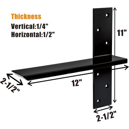 （2-Pack） Free Hanging T Shelf Bracket, Solid Heavy Duty Steel Knee Wall Hidden Granite Countertop Support Floating Bracket Hardware, Universal ,12 Inch , DIY Projects , Screws Included