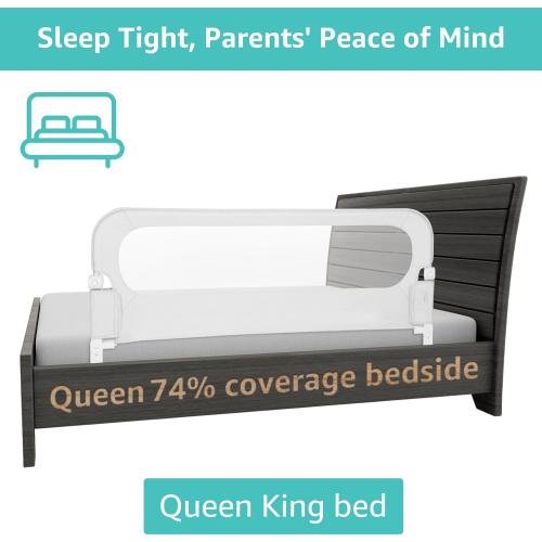 Baby Bed Rail Guard for Toddlers - 58.7 Toddler Bed Rails for Twin, Full, Queen, King Bunk Size Bed Swing Down Bedrail Extral Tall Child Safety Side Railing Guards for Kids