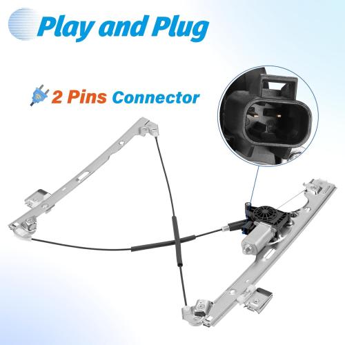 Front Left Driver Side Window Regulator with Motor (2 Pins) 741-442 Compatible with Chevy Silverado 1500/2500HD/Tahoe/Suburban, GMC Sierra/Yukon 2007-2014, Cadillac Escalade 2007-2008