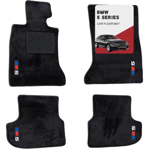 Custom 3D Car Mats for BMW 5 Series 2014-2017 (528i, 535i, 550i, 535d, 530i, 540i, 530e, M5) All-Weather Luminous Wool Carpet Car Mats - Custom Fit, Anti-Slip Full Coverage with Logo