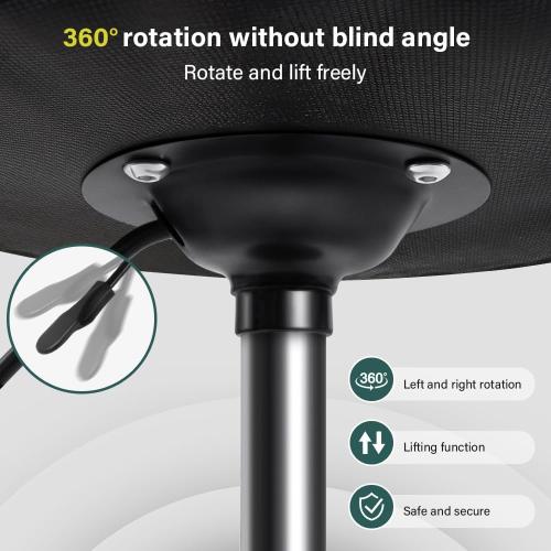 Black Rolling Stool Chair with Wheel for Home Work SPA Massage Height-Adjustable and Cost-Effective Swivel Stool with Low Back