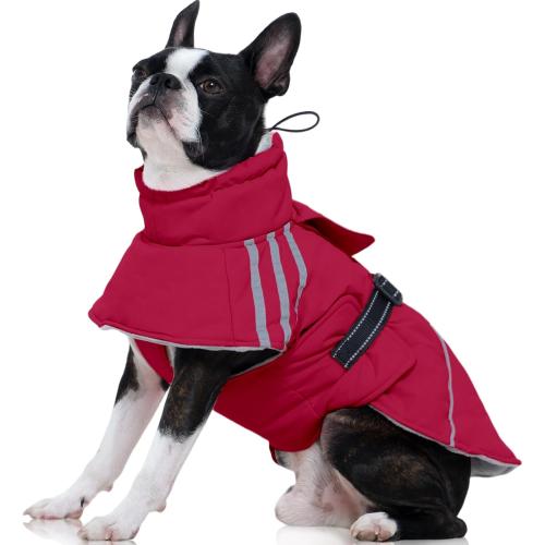Dog Large Red Cold Weather Coats,Dog Winter Jackets for Large Dogs Warm Dogs Coat with Reflective Strips Waterproof Pet Snowsuit Thick Paded Pets Vest for Beagle Corgi Wine Red L
