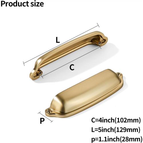 khtumeware 2 Pack Champagne Bronze Cup Pulls 4 Inch Center to Center - Cabinet & Drawer Handles for Kitchen Hardware