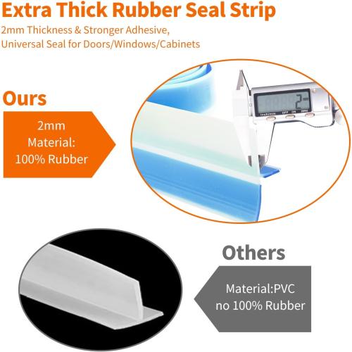 T-Shaped Rubber Weather Stripping Door Seal Extra Thick 2mm, 1.38 in x 40 Ft Heavy-Duty Alien Draft Seal Insulation Tape for Doors, Windows and Glass Shower Sweep Gaps(Clear)