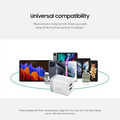USB Wall Charger, Charger Adapter, AILKIN 2-Pack 2.1A Dual Port Quick Plug Cube for iPhone 15 14 13 12 11 Pro Max 10 SE X XS Plus Samsung Galaxy S23 S22 S21 Power Block Fast Charging Box Brick