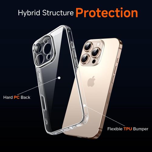 ivoler 3-in-1 Clear Case Designed for iPhone 16 Pro Max 6.9'' 2024 with 2 Pack Tempered Glass Screen Protector Full Camera Protection, Military Shockproof Protective Hard Back Slim Phone Cover- Clear