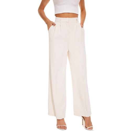 Size L FUNYYZO Wide Leg Pants Women's High Elastic Waisted in The Back Business Work Trousers Long Straight Suit Pants