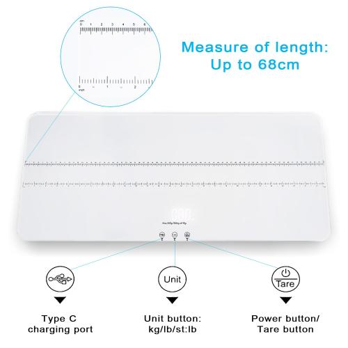 Digital Pet Scale 220lbs x10g Accuracy,Dog/Cat Animal Scales with 3 Weighing Units/Tare/Hold Function,Baby Scale for Pets,Tempered Glass Material,USB Charging,Large LED Platform Scale,White