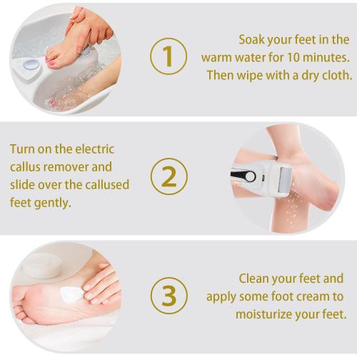 Electric Callus Remover for feet - FSA Eligible - Portable Rechargeable Electric Foot Files with 3 Heads - Pedicure Kit for Dry Dead Hard Cracked Skin