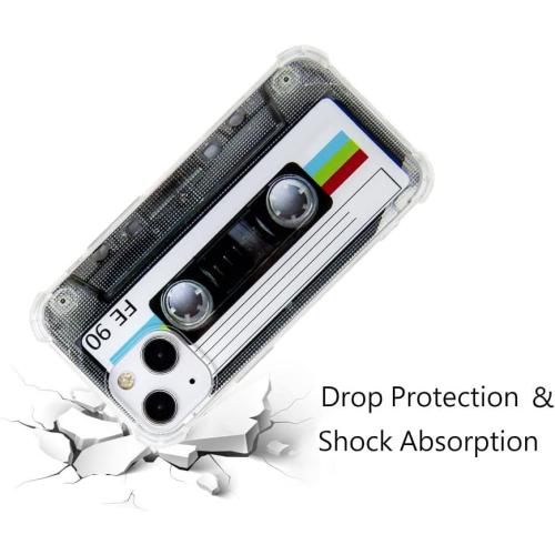 FAteamll Case for iPhone 13 Mini Matte Finish Heavy Duty Soft Back Cover with Reinforced Corners TPU Soft Bumper Retro Cassette Tape Case Compatible with iPhone 13 Mini
