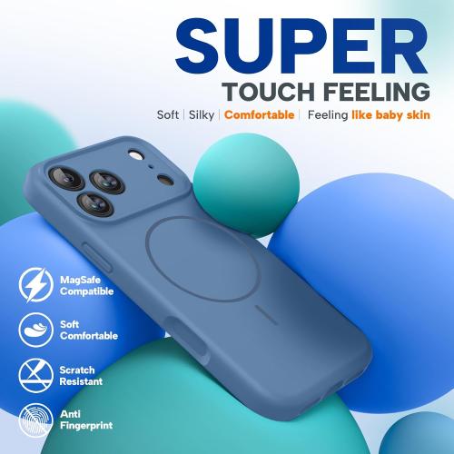 Miracase Magnetic for iPhone 17 Pro Case, Silicone, Glass Blue