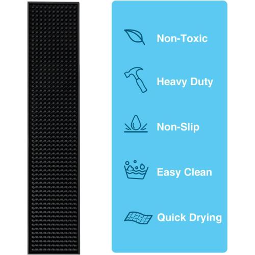 BARsics 17.5x3.5 inches Long PVC Bar Rail Mat Non-Slip Serving Spill Mat (Pack of 2)