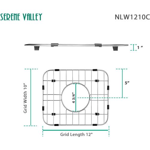 Serene Valley Sink Protector 12 X 10, Centered Drain with Corner Radius 1-1/2, NLW1210C