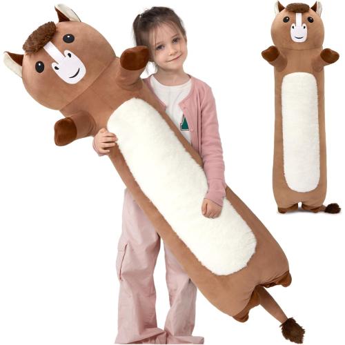 Tezituor 43 Inch Giant Horse Stuffed Animals, Soft Long Stuffed Horse Plush Boby Pillow for Boys Girls, Large Stuffed Pony Toy Gift for Birthday Christmas