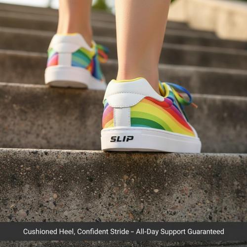 Womens Platform Sneakers Rainbow Stripe | Colorful Casual Fashion Shoes Lightweight Low Top for Everyday Walking 39