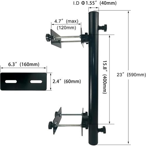 Patio Umbrella Holder, Heavy-Duty Metal Mount Stand for Deck - Sturdy Base for Railing-Mounted Clamps With Pole Maximizing Balcony Space and Shade