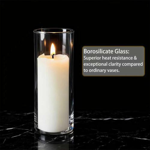 48-Pack Clear Glass Cylinder Vases, 4 Sizes (4/6/8/10 Inch) - Hurricane Floating Candle Holders & Flower Vases for Wedding, Table Centerpiece, Home Décor