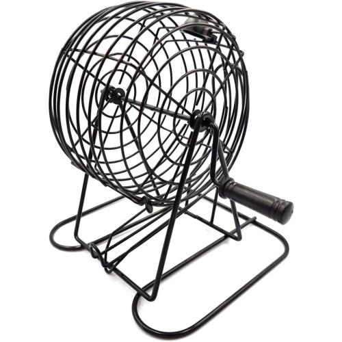 Yuanhe Deluxe Bingo Game Set - 6 Inch Metal Cage with Calling Board, 5 Shutter Slide Cards, 75 Colored Balls, for Large Group Games