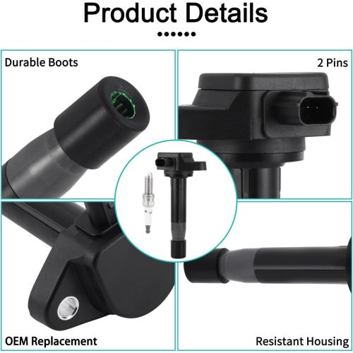 UF603 Ignition Coil Pack Set of 6 & 97390 Spark Plugs 3.5L 3.7L For Acura MDX RDX RL TL TSX ZDX for Honda Accord Crosstour Odyssey Pilot Ridgeline 2008-2015 V6 30520R70A01