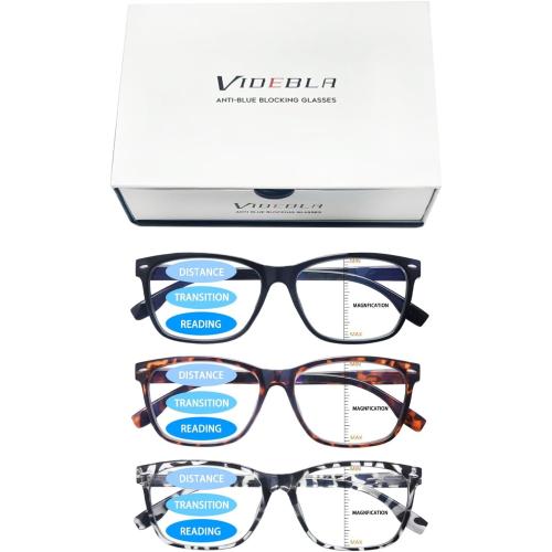3 Pack Progressive Multifocus Reading Glasses for Women Men Blue Light Blocking Multifocus Spring Hinges Readers (3 Mix Color, 1.25, multiplier_x)
