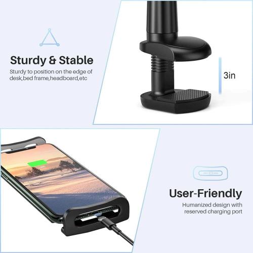 Gooseneck Tablet Holder Cell Phone Holder, Universal 360° Flexible Tablet Stand, Lazy Arm Holder Clamp Mount Bracket Bed for iPad Mini/Air, Samsung Galaxy Tab and 4.7-11 Devices(Black)