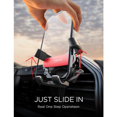 AINOPE Car Phone Holder Mount Vent 2025 Gravity Air Vent Phone Holders for Your Car for iPhone 16 Pro Max with Vent Clip Hand Free Cell Phone Car Mount Holder for iPhone 15 Plus Samsung Red