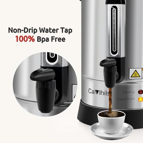 Coffee Urn 100 Cup, Commercial Grade Stainless Steel Percolate Coffee Maker Hot Water Urn Coffee Dispenser 1500W, 16L Single