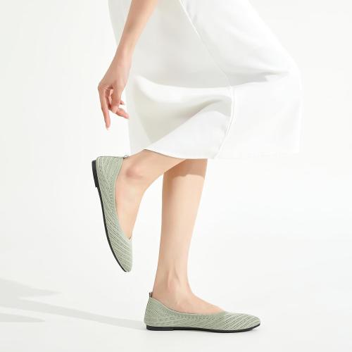 Iarus Women's Size 11 Green Flat Shoes Comfortable Ballet Flat Fashion Dress Shoes Pointed Toe Mesh Knit Portable Lazy Casul Shoes Office Commuting