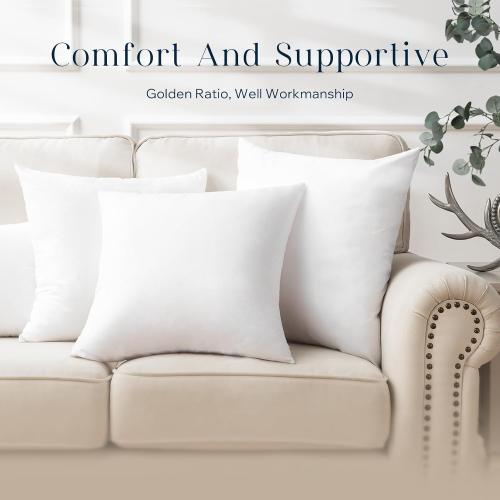 Phantoscope 18 x 18 Pillow Inserts - Pack of 4 Outdoor Water Resistant Throw Pillow Inserts Hypoallergenic Square Decorative Couch Sham Cushion Stuffer - 18 Inches