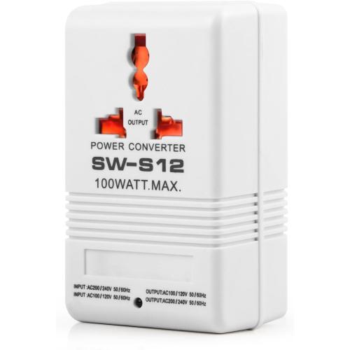 Voltage Converter 110V to 220V Step-Up & Step-Down Power Two-Way Conversion Voltage Converter Transformer for Travel, RV, and Camping (100W-White)