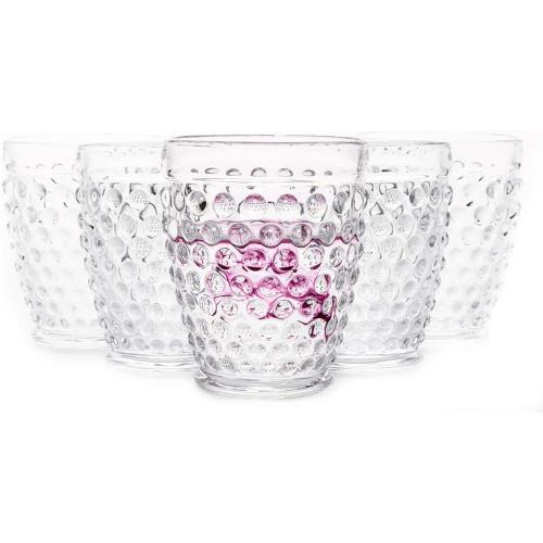 G Hobnail Drinking Glasses Old Fashioned Tumbler 10 oz 6 Set Premium Vintage Glassware Cup For Refreshments Soda Juice Whiskey Water Dinner Parties Bars Restaurants Clear