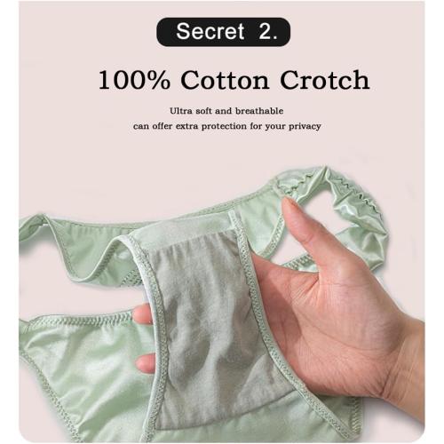 Womens XS 3pk Silk String Bikini Satin Panties Soft Smooth Briefs Frill Trim Ruched Cheeky Underwear