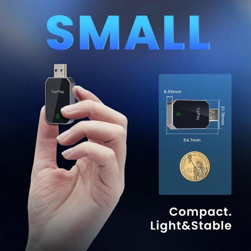 Redlake Wireless CarPlay Adapter for iPhone 2025 Upgrade Seamless Connection for Convert Wired to Wireless Car Play Adapter Mini Apple Carplay for iOS 10 ,USB/Type C