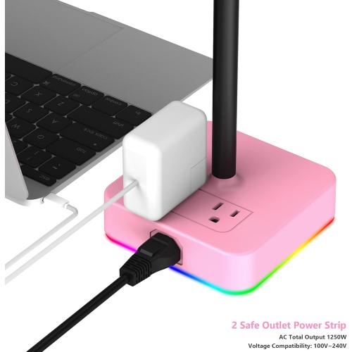 KAFRI RGB Headphone Stand with USB Charger Desk Gaming Headset Holder Hanger Rack with 3 USB Charging Port and 2 Outlet - Suitable for Gamer Desktop Table Game Earphone Accessories Girlfriend Gift