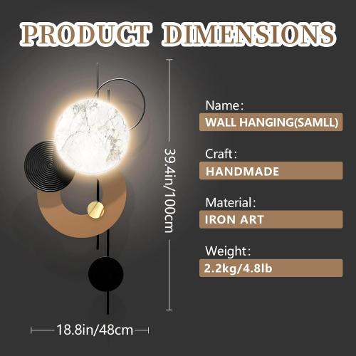 Large Metal Wall Decor with Light Modern Metal Wall Art Voice Controlled Luminescence3D Wall Sculptures Wall Hanging Decoration for Living Room Dinning Room Entryway Kitchen Office (19L“x39W-Light)