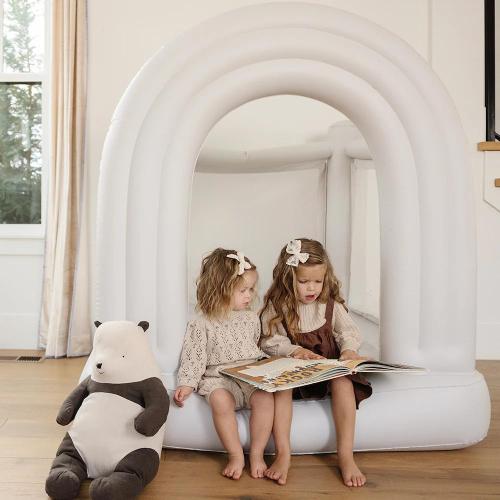PLAYSMOL Mini Rainbow Inflatable Bounce House, Jumping House for Indoor Play, Bouncy Castle for Toddlers & Kids 3-6, Easy Set Up & Storage