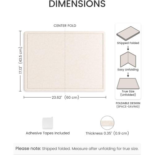 Fluxynara Bulletin Board, 23.6 x 17.5 Cork Board Alternative with 12 Safe Removable Adhesive Tabs, Foldable Felt Pin Board for Home Office, Classroom, Bedroom,Entryway for Walls—Oatmeal